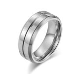 Banemi Anniversary Rings for Men, Men's Ring Titanium Steel Silver Mens Wedding Bands Size T 1/2