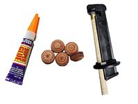 JBB Snooker and Pool 10mm Leather cue tip 5 Pieces + 1 Piece Glue + 1 Piece tip Repair