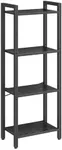 VASAGLE 4-Tier Tall Bookshelf, Bookcase with Steel Frame, Book Shelf for Living Room, Home Office, Study, 9.4 x 15.7 x 42.1 Inches, Industrial Style, Ebony Black and Black ULLS099B56