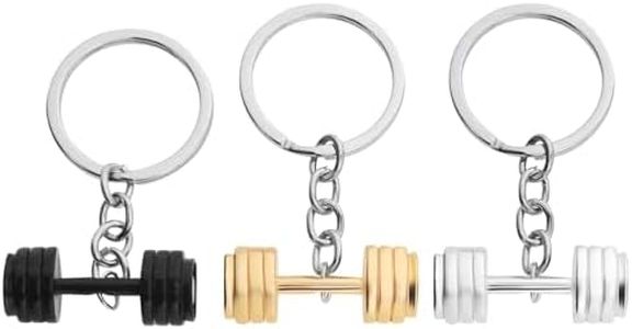 EMSea 3pcs Dumbbell Keychain Creative Fitness Keychain Sport Keyring Sports Gym Pendan Key Ring for Boyfriend Husband Father Zinc Alloy Black Gold Silver