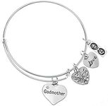 Infinity Collection Godmother Charm Bangle Bracelet- Baptism Godmother Gifts- Godmother Jewelry for Godmothers