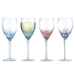 Anton Studio Designs Speckle Handmade Wine Glasses Perfect for Red Wine, White Wine, Water, or Beverages - 350 ml - Multi-Coloured - Set of 4 Elegant Wine Glasses