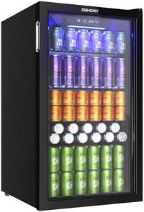EUHOMY Beverage Refrigerator and Cooler, 128 Can Mini fridge with Glass Door, Small Refrigerator with Adjustable Shelves for Soda Beer or Wine, Home/Bar/Office, Black