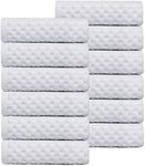 Cotton Craft Euro Spa Waffle Wash Cloth - Set of 12 Luxury Pure Ringspun Cotton Waffle Weave Bathroom Face Towel - Everyday Absorbent Hotel Gym Shower Beach Kitchen Travel Dorm - 12x12 - White