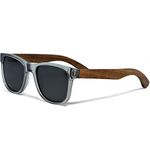 Wood Sunglasses Mens & Women | Premium Polarized Walnut Ebony Bamboo or Zebra Wooden Temples & Acetate Frame | Blacked out Sunglasses UV400 Lenses | Women & Mens Sunglasses UV Protection | CE Marked