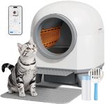 JUMMICO Self Cleaning Cat Litter Tray 90L - APP Controlled,Automatic Litter Box with 9 Safety Sensors,Odorless,Extra Large Enclosed Litter Box for Multiple Cats,Easy to adapt