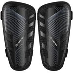 Upgraded Soccer Shin Guards Kids Youth, CE Certified AirsFish Shin Pads Protection Gear for 2-18 Years Old Boys Girls Teenagers EVA High Impact Resistant Breathable Comfortable 1 Pair Dark Black L