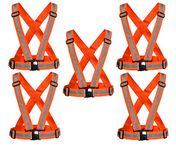 Lifekrafts Safety Reflective Vest for Outdoors and Biking, Motorcycle and cycling protective gear. Be Seen Be Safe(Pack of 5 Orange)