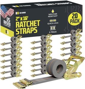 E Track Ratchet Straps Cargo Tie-Downs, (Pack of 20) 2 x 16 Heavy Duty Grey Tie-Down Rachet Straps, Strong Ratchet Strap, E Track Spring Fittings, Tie Down Motorcycle