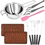 Worldity 11 Pieces Candy Dipping Tools Set, Including Stainless Steel Double Melting Boiler Pot, Dipping Fork Spoon, Decorating Spoons, Chocolate Dipping Tool for Making Chocolate Cake Candy Dessert