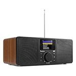 Audizio Rome WIFI Internet DAB Digital Radio Mains Powered Stereo Speaker with Bluetooth, Radio Alarm Clock, LAN, DNLA, UPnP Streaming, LCD Colour Display, Wood