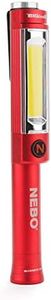 NEBO Big Larry 2 Battery Powered Aluminum Work Light 500 Lumens, Pocket Clip Magnetic Base for Hands-Free Lighting Portable COB LED Dimmable FlashlightHazard Light-Red