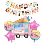 Rozi Decoration Ice Cream Theme Birthday Decoration Items Set of 6 Pcs Candy Theme Birthday Decorations Kit | Ice Cream Decoration Items for Birthday