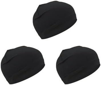 Sweat Wicking Skull Beanie Black Helmet Liner Running Hat Cycling Caps Cooling Cap Skullcap Liners Fits Under Motorcycle Helmets for Men and Women (Black Pack)