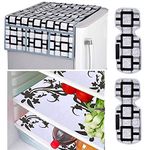 Kuber Industries Birds Design Combo of PVC 3 Pieces Fridge Mats, 1 Piece Handle Cover and 1 Piece Fridge Top Cover (Grey) - CTKTC022408