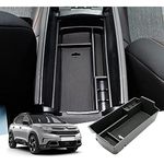 GAFAT 2016-2023 2024 Peugeot 3008 5008/Citroe-n C5 Aircross/DS7 Crossback Centre Console Storage Box, Armrest Tray Organiser, Centre Armrest Glove Box (Black1)