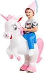 GOOSH Kids Inflatable Unicorn Costume Rider Costume for Halloween Blow Up Costumes Girls (7-10 Yrs 55" Height)