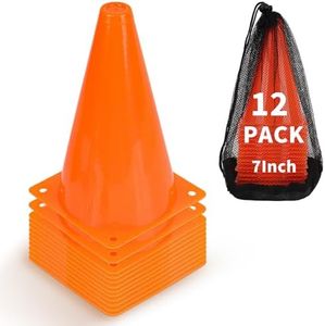 ZICRO Soccer Cones 12/24 Pack with Mesh Bag-Traffic Cones for Field Marker Agility-Soccer, Skating, Football, Basketball, Indoor and Outdoor Games(24, Orange)