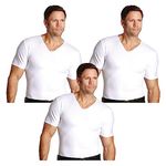 Insta Slim 3 Pack V-Neck, Look Up to 5 Inches Slimmer Instantly, Black, White, Large