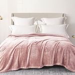 Exclusivo Mezcla Queen Size Fleece Bed Blanket, 230x230 CM Large Fuzzy Bed Blankets, Soft Velvet Plush Blanket for Bed, Dusty Pink Blanket