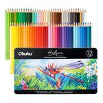 Ohuhu Colouring Pencils, 72 Blendable High Pigmentation Soft and Thick Core 4mm Oil-based Lead Coloured Pencils for Professionals Artists Adults Students Drawing Sketching Portrait - Halawa Series