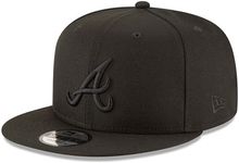 New Era MLB 9FIFTY Black Black Adjustable Snapback Hat Cap One Size Fits All, Atlanta Braves, One Size