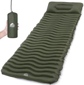 Unigear Ultralight Inflatable Sleeping Pad, Compact Air Camping Mat for Backpacking, Hiking and Traveling (Military Green Pad with Pillow)