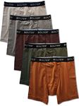 Bolter Men's 5-Pack Boxer Briefs Cotton Spandex Stretch (Small, Earth)