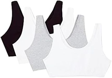 Fruit of the Loom Women's Built Up Tank Style Sports Bra Value Pack, Black/White/White/Heather Grey 4-Pack, 42