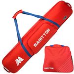 MARITTON Padded Snowboard and Boot Bag Combo,Store Transport Snowboard Up to 165 cm and Boots Up to Size 13,Two-Piece Snowboard Travel Bags.(RED)