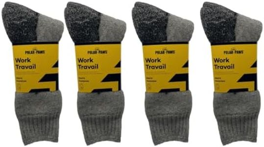 POLAR PAWS MEN HEAVY DUTY WOOL WORK SOCKS SIZE 10-13 PACK 4 PAIRS
