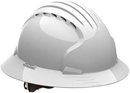 Evolution Deluxe 6161 280-EV6161-10V Full Brim Hard Hat with HDPE Shell, 6-Point Polyester Suspension and Wheel Ratchet Adjustment Vented, White