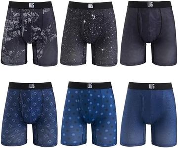 Warriors & Scholars Chafe Safe Pouch Boxer Briefs For Men Pack Of 6, Ultra Soft, Breathable Quick Dry, Moisture-Wicking, Buldge Enhancing Mens Underwear, AM215 2XL