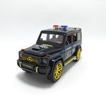 Cocoblinc 1 24 Mercedes-Benz G63 Russian Police Model Sports Car Alloy Metal Pull Back car Diecast Pullback Toy Car with Openable Doors & Light Music Toys for Kids (Black)