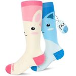 Findway Kids Ski Socks,High Performance Warm Soft Kids Thermal Socks for Boys and Girls, 2 Pairs Pack OTC Anti-Slip Carton Kids Snow Socks for Ski, Snowboard, Snowshoe, Hiking