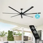 Parrot Uncle Black Ceiling Fans without Lights, 100 Inch Extra Large Ceiling Fans Indoor Outdoor Fans for Porch Garage Shop Living Room, Remote Control, Timer, Reversible DC Motor, DOE ETL Tested