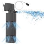 Internal Fish Tank Filter for 370-750 Litre Tank Bio Sponge Aquarium Filter 1600L/H Powerful Submersible Water Pump with Aeration Large Tank Garden Pond Wave Maker for Cold Water Tropical Fish