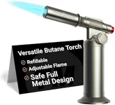 ThermoMaven Metal Butane Torch, Kitchen Torch Lighter, Refillable Cooking Blow Torch, Fit All Butane Tanks with Adjustable Flame for Culinary Food, Brulee, Baking, Soldering, DIY (Fuel Not Included)