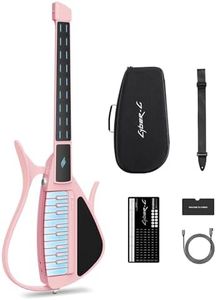 Enya CYBER-G Stringless Smart Guitar, Foldable Travel Backing Guitarra, Built-in Drum Machine & Bassline, 20 instrument Sounds for One-Man Band, App Interactive Chord Sheets For Adults & Teens(Pink)
