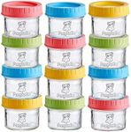 PandaEar (12 Pack) Glass Baby Food Storage Jars | 4 oz Reusable Small Containers Freezer Storage with Airtight Lids Leak Proof | Microwave & Dishwasher Safe | Infants Kids Babies