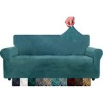 CHELZEN Velvet Extra Large Couch Covers 4 Seater Thick Stretch Oversized Sofa Covers for Dogs Pets Non-Slip XL Sofa Slipcover Washable Furniture Protector (4 Seater, Peacock Blue)