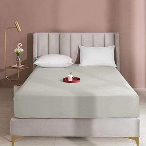 BEDSUM Microfiber 15 Inches Deep Pocket California King Fitted Bed Sheet Only, 1800 Thread Count Luxury Premium Wrinkle Fade Stain Resistant Bed Bottom Sheet for Mattress, Light Grey