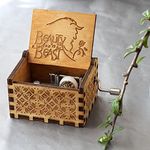 Nostalgish Beauty and The Beast Music Box Hand Crank Wooden Musical Boxes Music Box - Unique Gift (Wood, Beauty and The Beast)