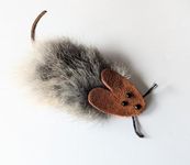 Rosie Rat, The Original, Trademarked, Flat Rat Cat Toy Made of Real Rabbit Fur and Suede Leather (Natural)