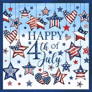 JarThenaAMCS 9 Sheets Patriotic Window Clings Happy 4th of July Window Stickers Double-Sided Star Heart Glass Decals for Independence Day 250th Anniversary Home Office Party Decor