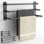 Otoomenz Towel Rail Wall Mounted 3-Tier Towel Rack, SUS 304 Stainless Steel Towel Shelves, Towel Bar Towel Storage 2 Installation Methods Adjustable Towel Holder for Bathroom Kitchen Office（37-70cm）