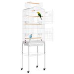 VIVOHOME 64 Inch Bird Cage with Play Top and Rolling Stand for Parrots Conures Lovebird Cockatiel Parakeets White