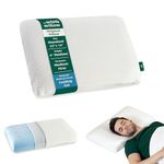 The White Willow Orthopedic Memory Foam Cooling Gel Regular Size Neck & Back Support Sleeping Bed Pillow (22”L x 14”W x 4”H Inches)- Off White