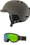 Giro Surface Combo Pack Ski Helmet - Snowboarding Helmet with Matching Goggles Matte Tank/Trail Green Cloud Dust L (59-62.5cm)