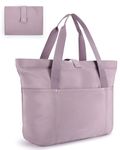 BAGSMART Tote Bag for Women, Foldable Tote Bag With Zipper Large Shoulder Bag Top Handle Handbag for Travel, Work, Purple